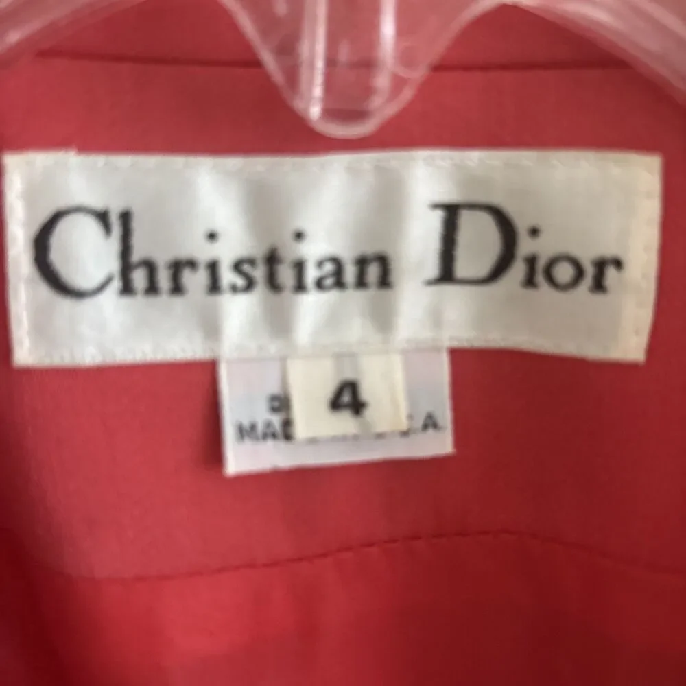 VTG CHRISTIAN DIOR Wool Coral salmon pink Gold Buttons Blazer Jacket Size 4 XS